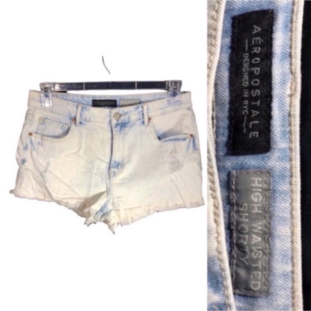 Aeropostale Women’s Sz 10 “High Waisted Shorty” Style Stonewashed Denim Shorts